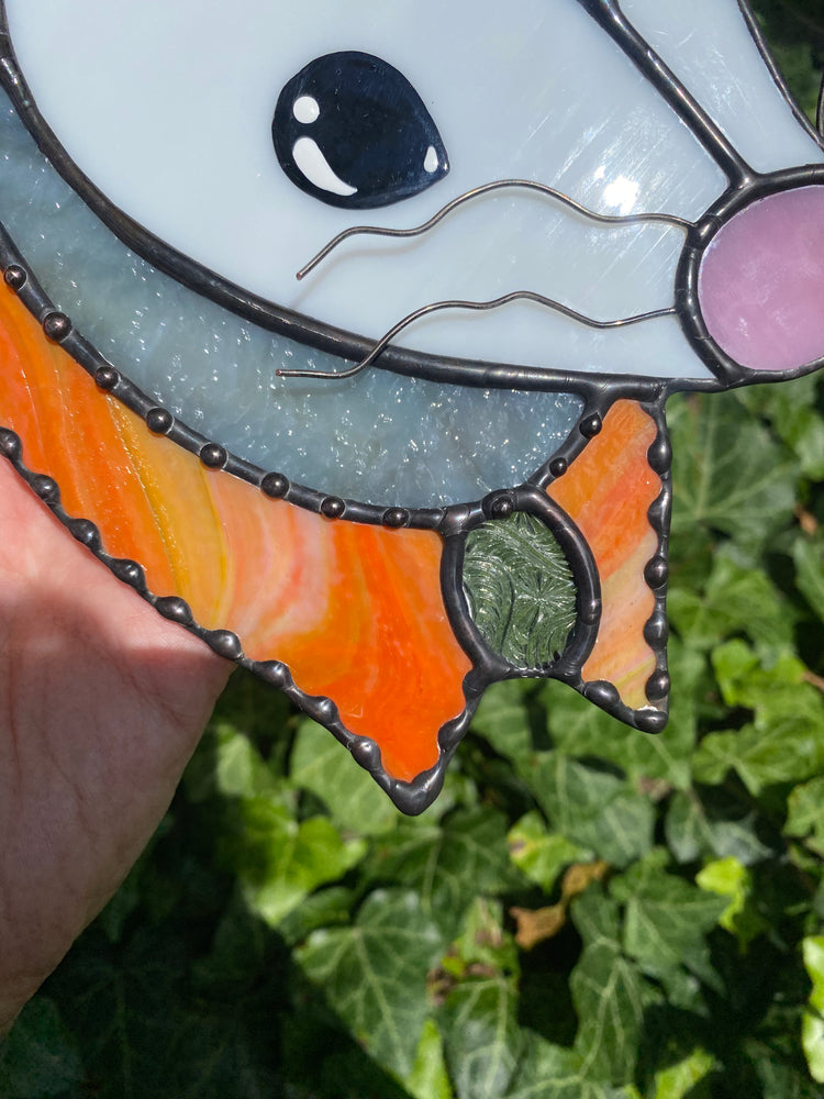 Tie Dye Cowboy Opossum Stained Glass Suncatcher