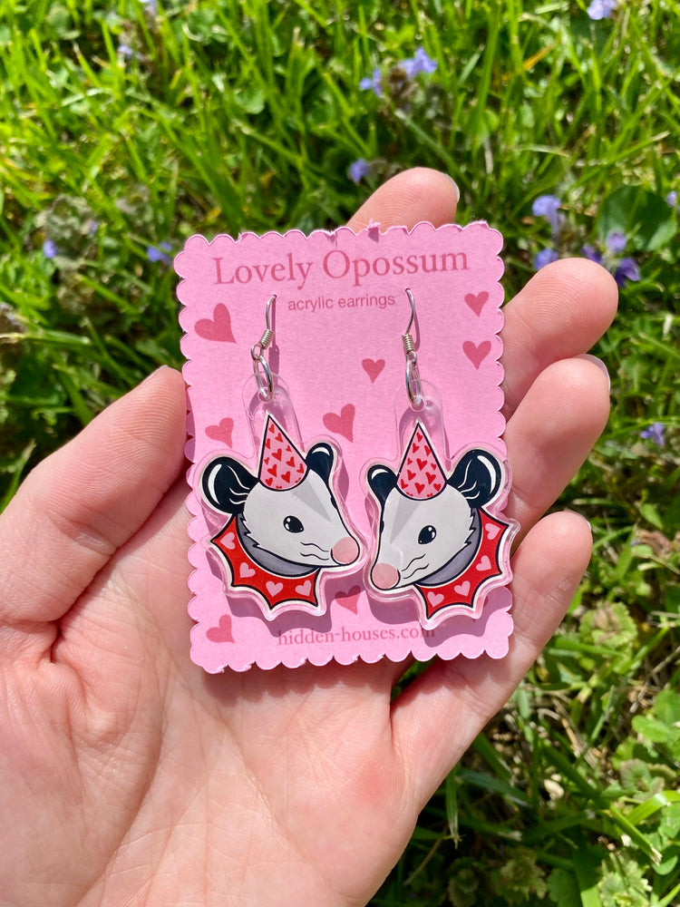 Lovely Opossum Acrylic Earrings