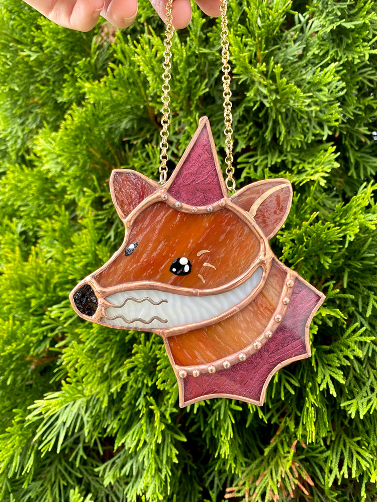 Mini Rose Gold Wizard Fox Stained Glass Suncatcher