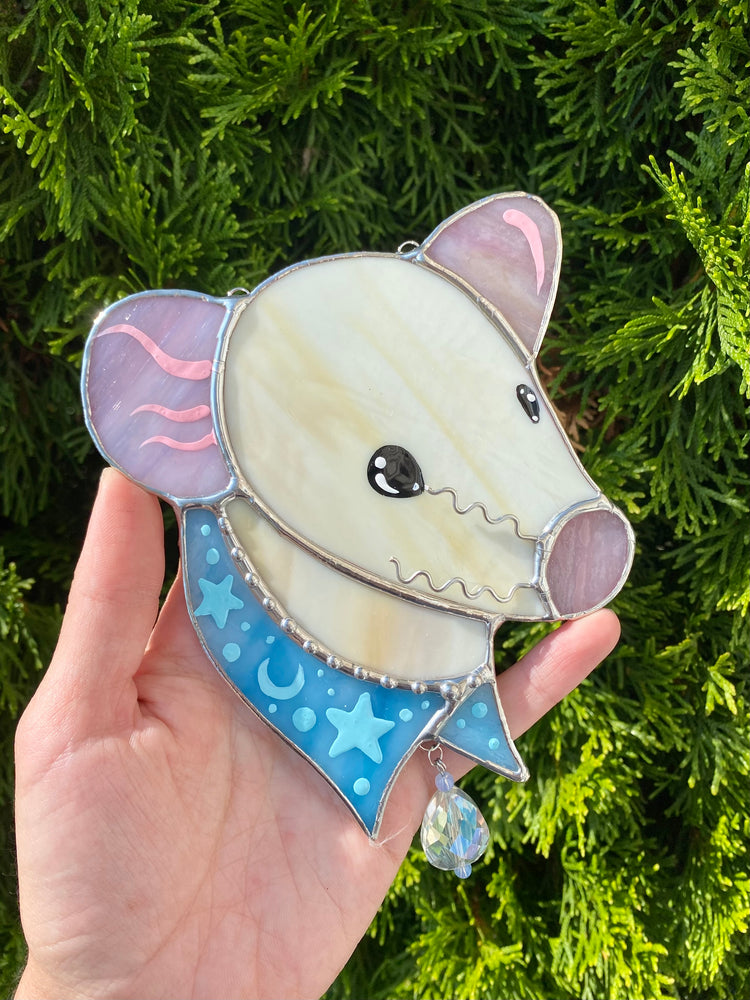 Tan Bandana Rat Stained Glass Suncatcher