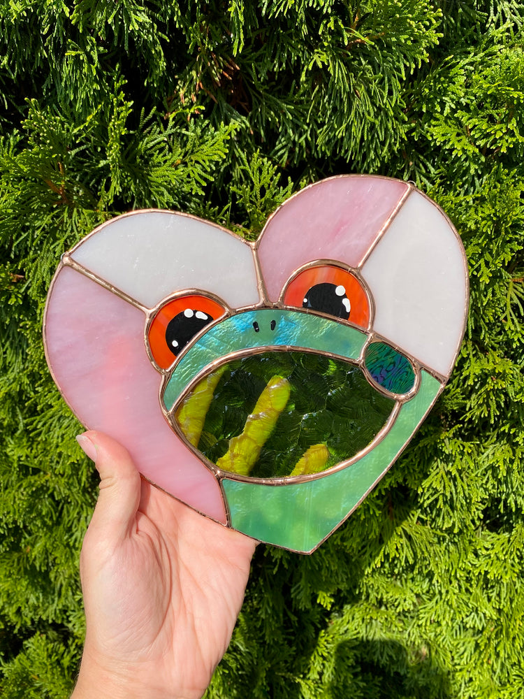 Iridescent Lovely Frog Stained Glass Suncatcher