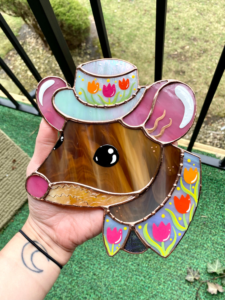 Tulip Mouse Stained Glass Suncatcher