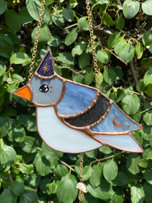 Wizard Pigeon Stained Glass Suncatcher