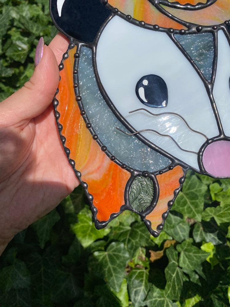 Tie Dye Cowboy Opossum Stained Glass Suncatcher