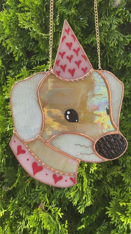 Lovely Heart Lab Stained Glass Suncatcher