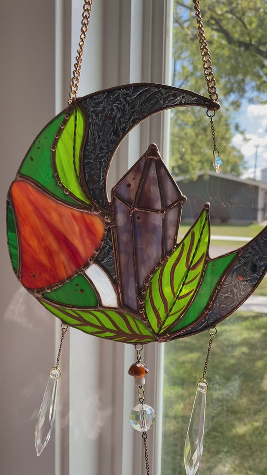 Autumn Amethyst Stained Glass Suncatcher