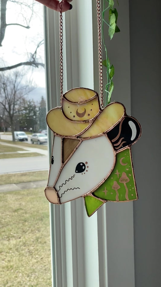 Green Cowboy Opossum Suncatcher