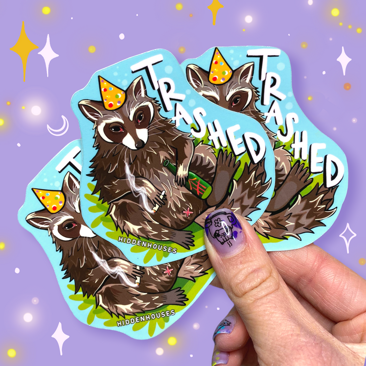 Trashed Raccoon Waterproof Vinyl Sticker 3"