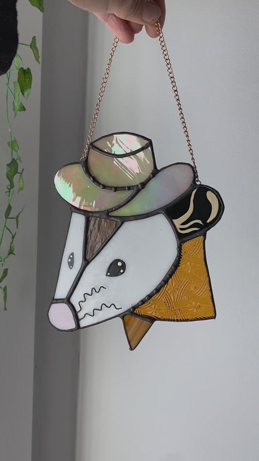 Golden Yellow Cowboy Opossum Suncatcher