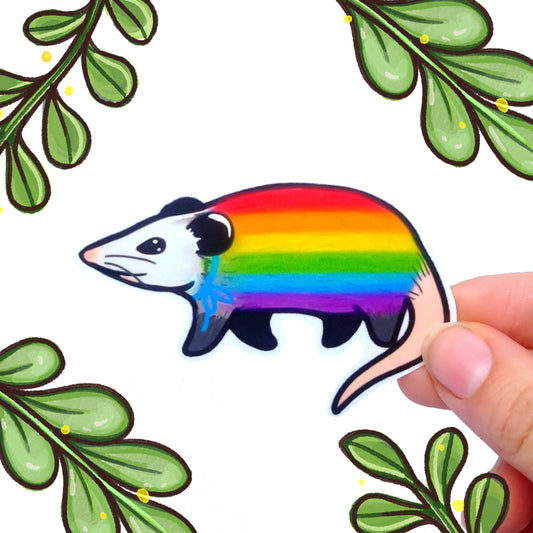 Rainbow Pride Opossum Vinyl Sticker 3"