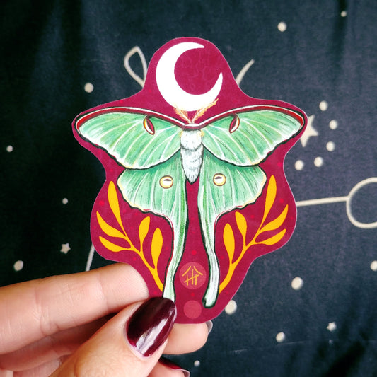 Celestial Luna Moth Vinyl Sticker 3.5"