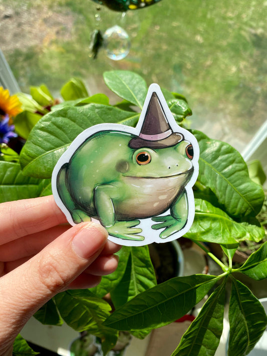 Wizard Frog Vinyl Waterproof Sticker 3"