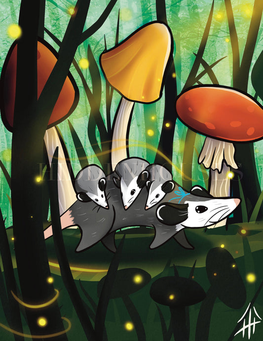 Forest Stroll Opossum Print