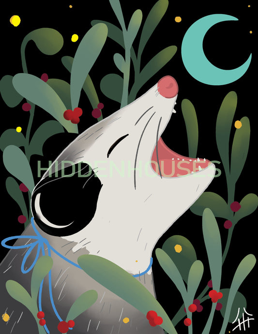 Cottagecore Floral Opossum Print