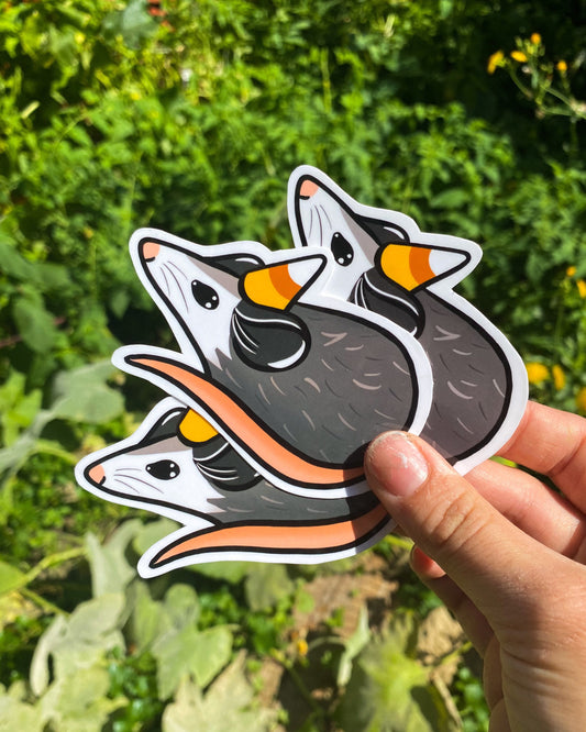 Candy Corn Hat Opossum Halloween Waterproof Sticker