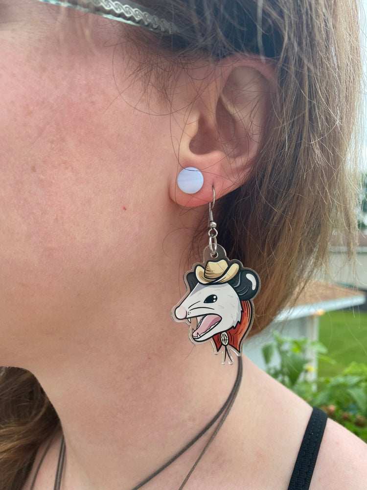 Cowboy Opossum Earrings