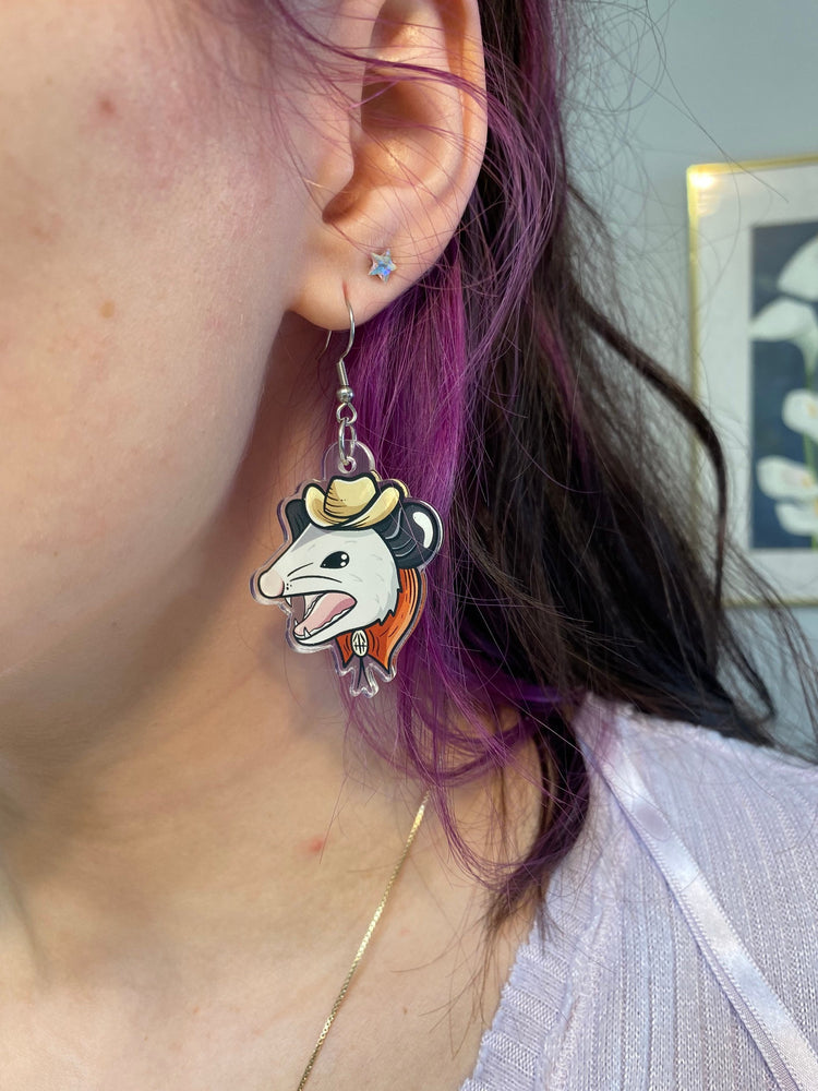 Cowboy Opossum Earrings