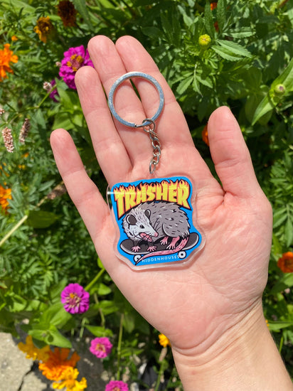 Trasher Opossum Acrylic Keychain