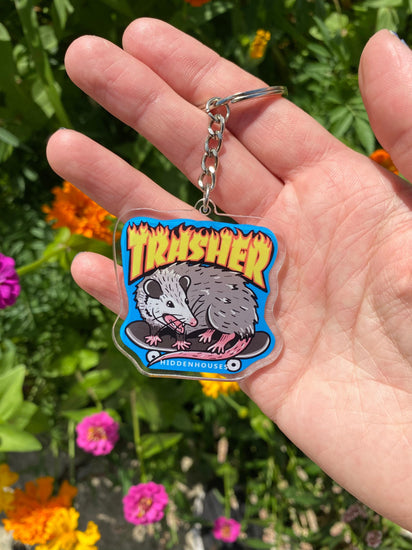 Trasher Opossum Acrylic Keychain