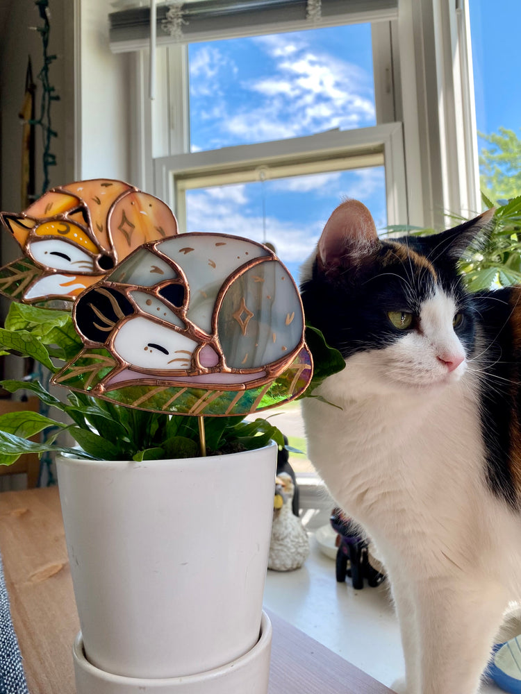 Stained Glass Fox Planter Stake