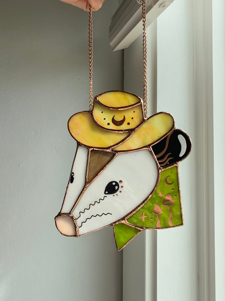 Green Cowboy Opossum Suncatcher