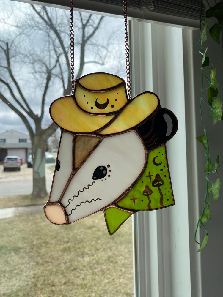 Green Cowboy Opossum Suncatcher