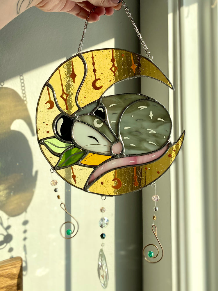 Sunkissed Opossum Moon Suncatcher