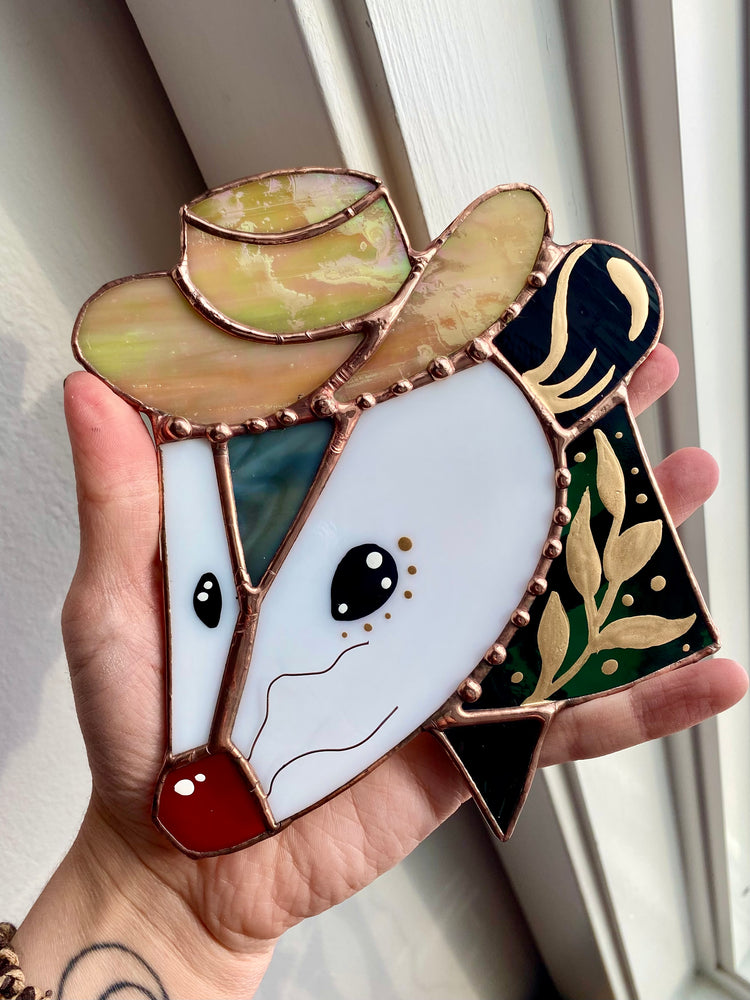 Golden Cowboy Opossum Suncatcher