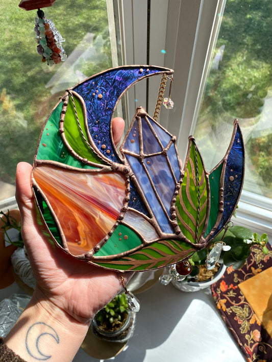 Autumn Amethyst Stained Glass Suncatcher