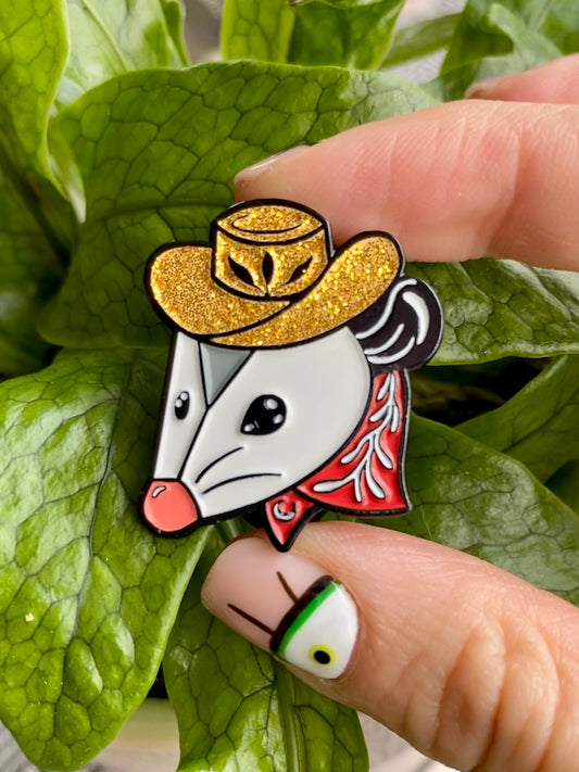 Cowboy Opossum Enamel Pin