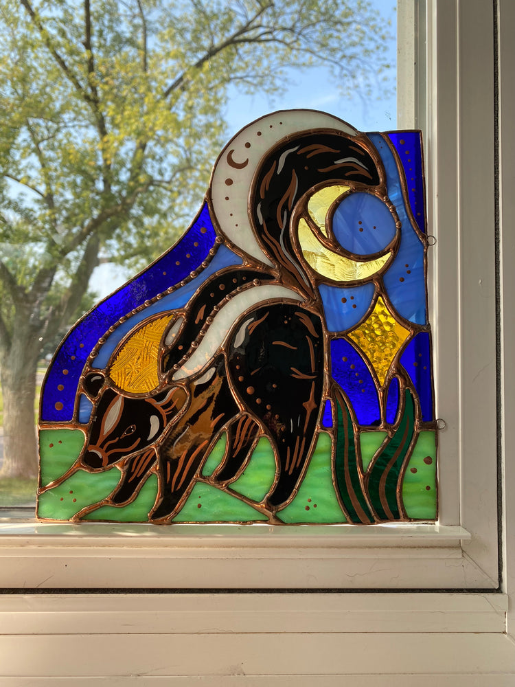 Wizard Skunk Stained Glass Corner Piece