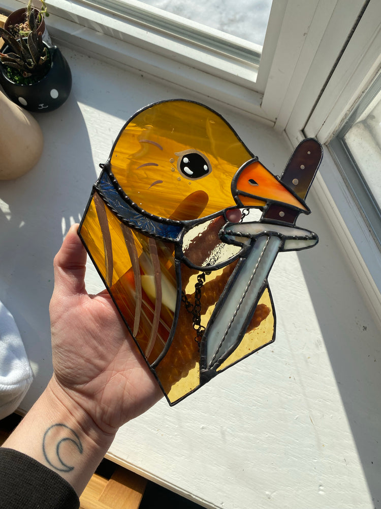 Feisty Finch Stained Glass Suncatcher