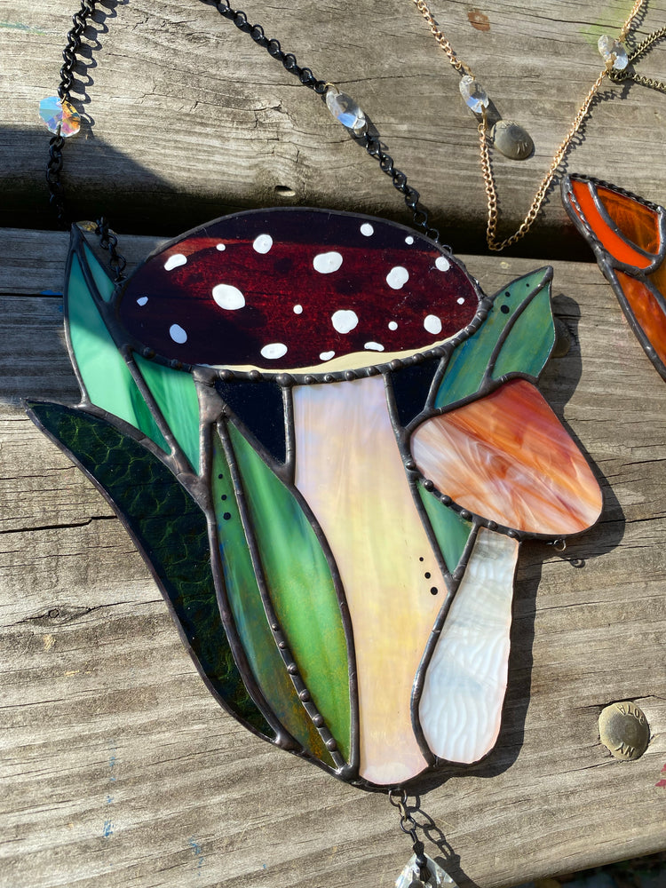 Mushroom Bundle Stained Glass Suncatcher