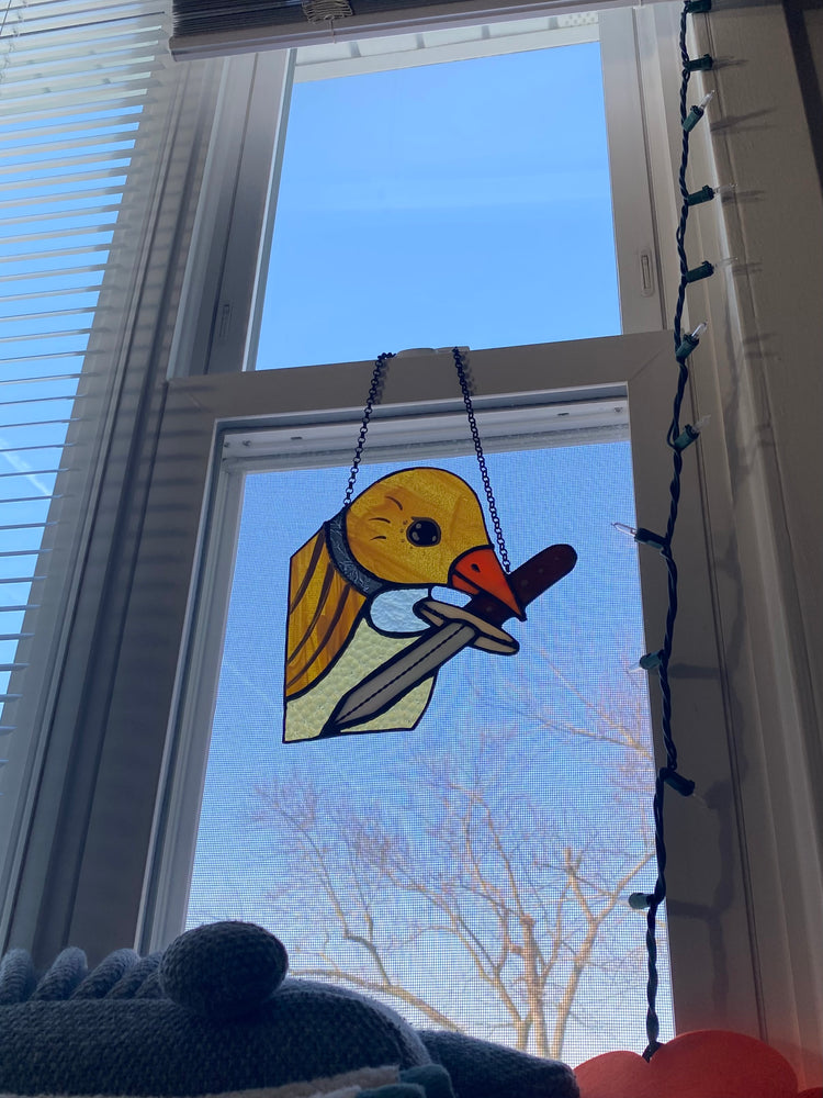 Feisty Finch Stained Glass Suncatcher