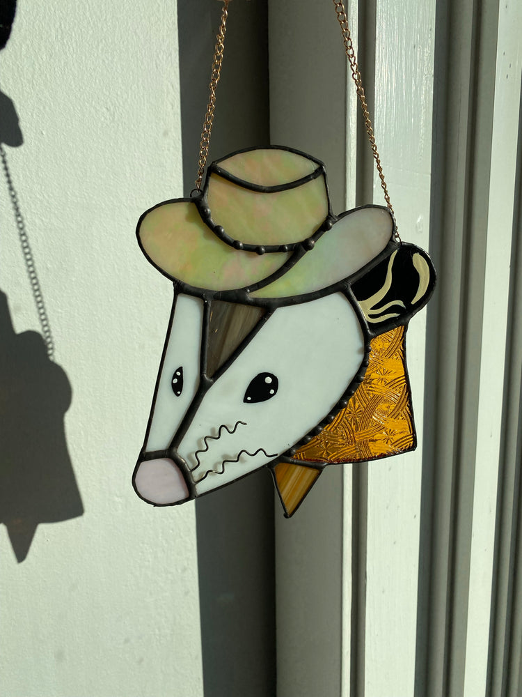 Golden Yellow Cowboy Opossum Suncatcher