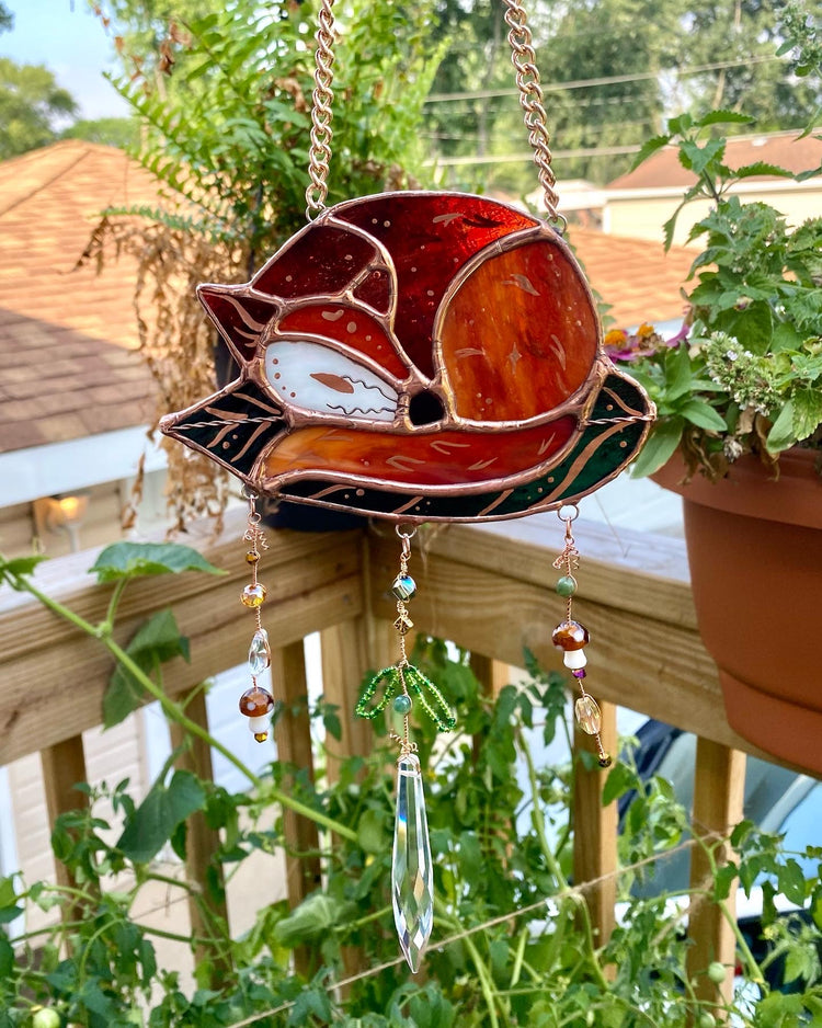 Mini Fox Stained Glass Suncatcher