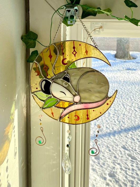 Sunkissed Opossum Moon Suncatcher