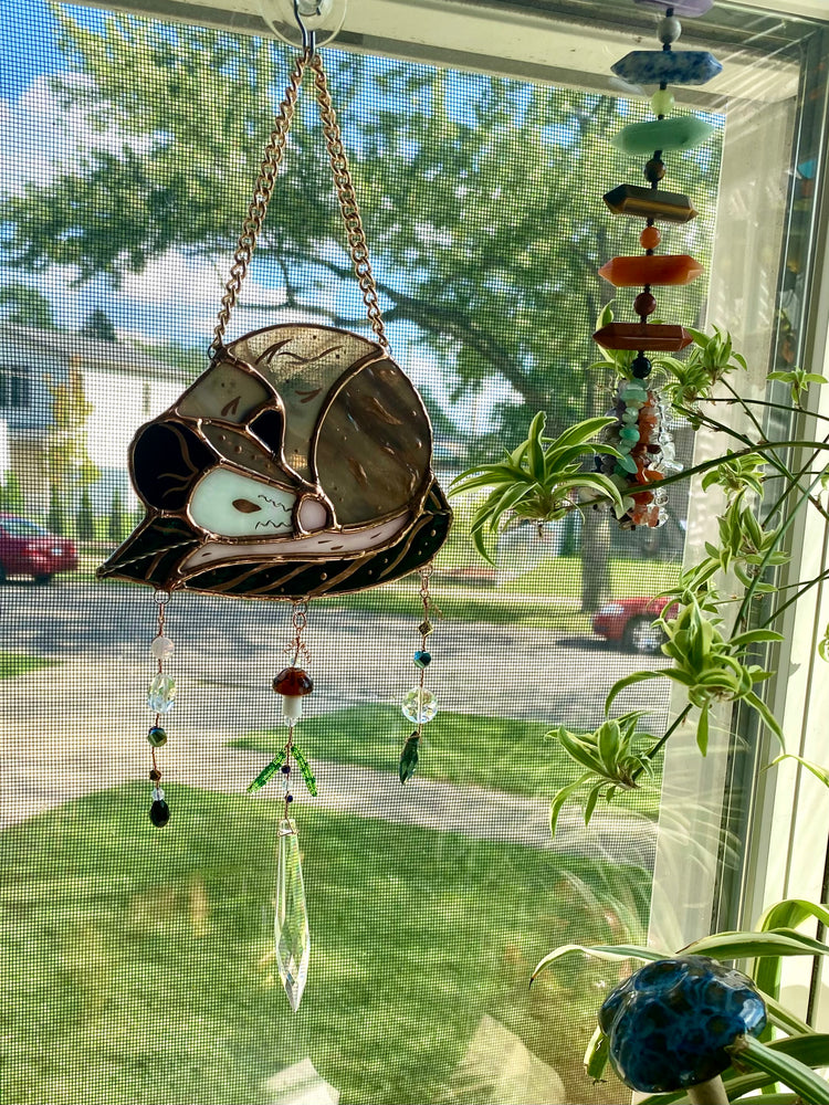 Mini Opossum Stained Glass Suncatcher