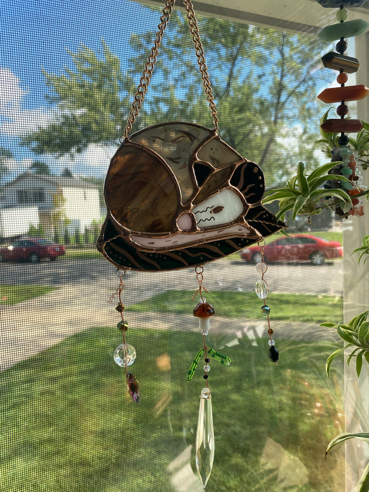 Mini Opossum Stained Glass Suncatcher