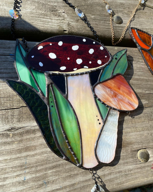 Mushroom Bundle Stained Glass Suncatcher