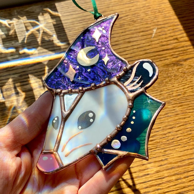 Mini Space Wizard Opossum Suncatcher