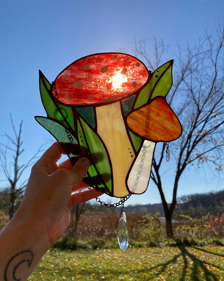 Mushroom Bundle Stained Glass Suncatcher