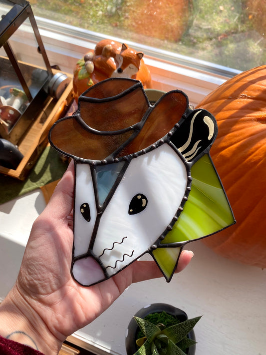 Green Cowboy Opossum Suncatcher