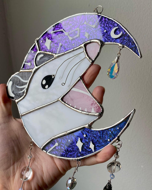 Van Gogh Crescent Moon Opossum Suncatcher