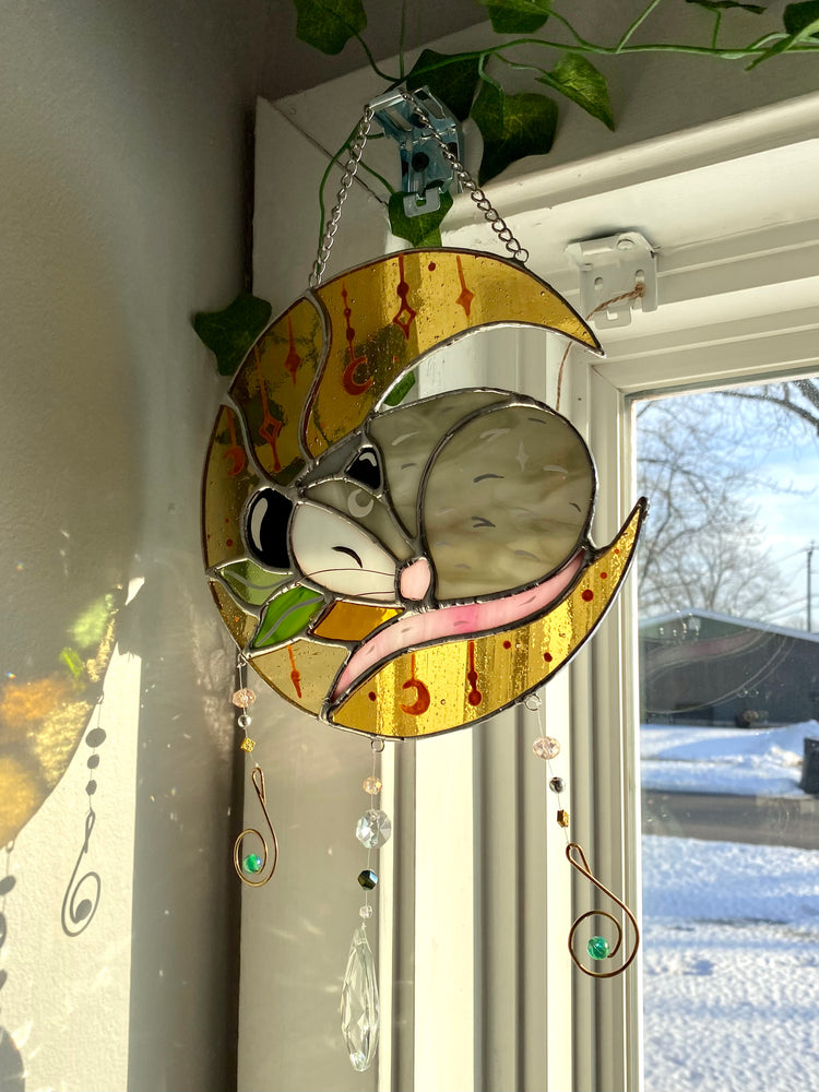 Sunkissed Opossum Moon Suncatcher