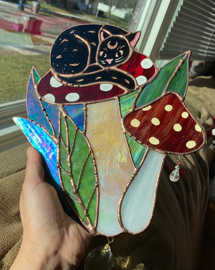 Mushroom Cat Suncatcher