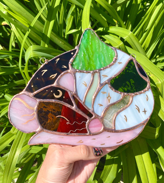 Mushroom Rat Stained Glass Suncatcher