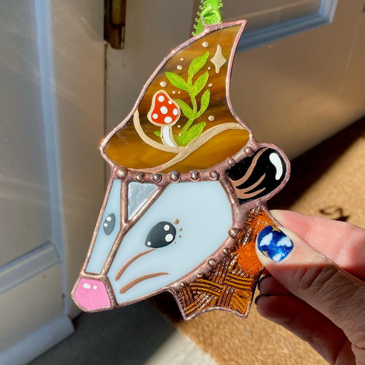 Mini Garden Wizard Opossum Suncatcher