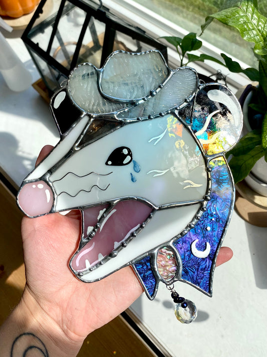 Stained Glass Space Cowboy Opossum