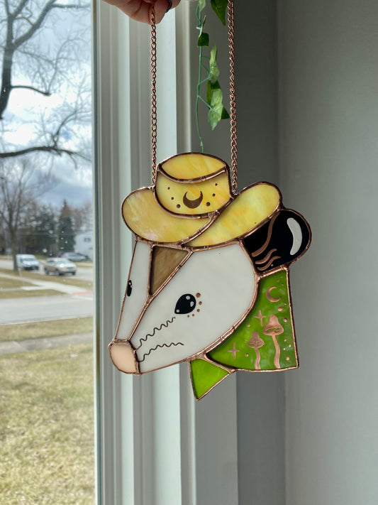 Green Cowboy Opossum Suncatcher